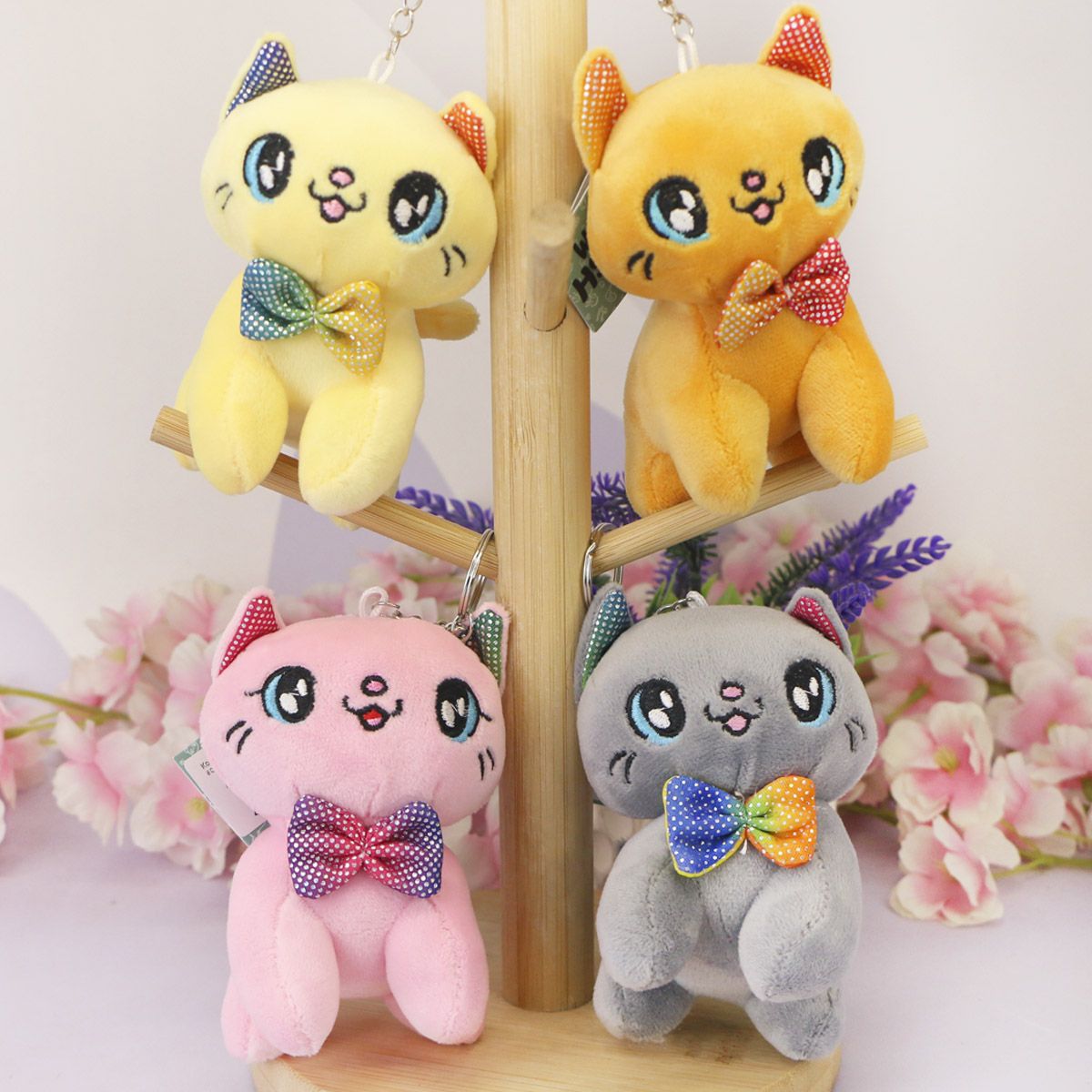 Котик с бантиком брелок в ассортименте, 7 см от plush.team