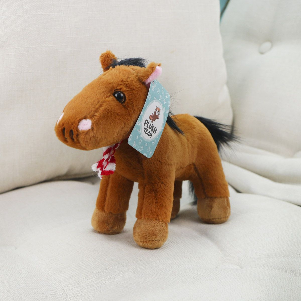 Лошадь с шарфом ПТ-77023 в ассортименте, 21х24 см от plush.team